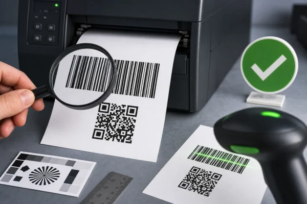 Vonalkód és QR-kód nyomtatása megfelelő kontraszttal és éles részletekkel